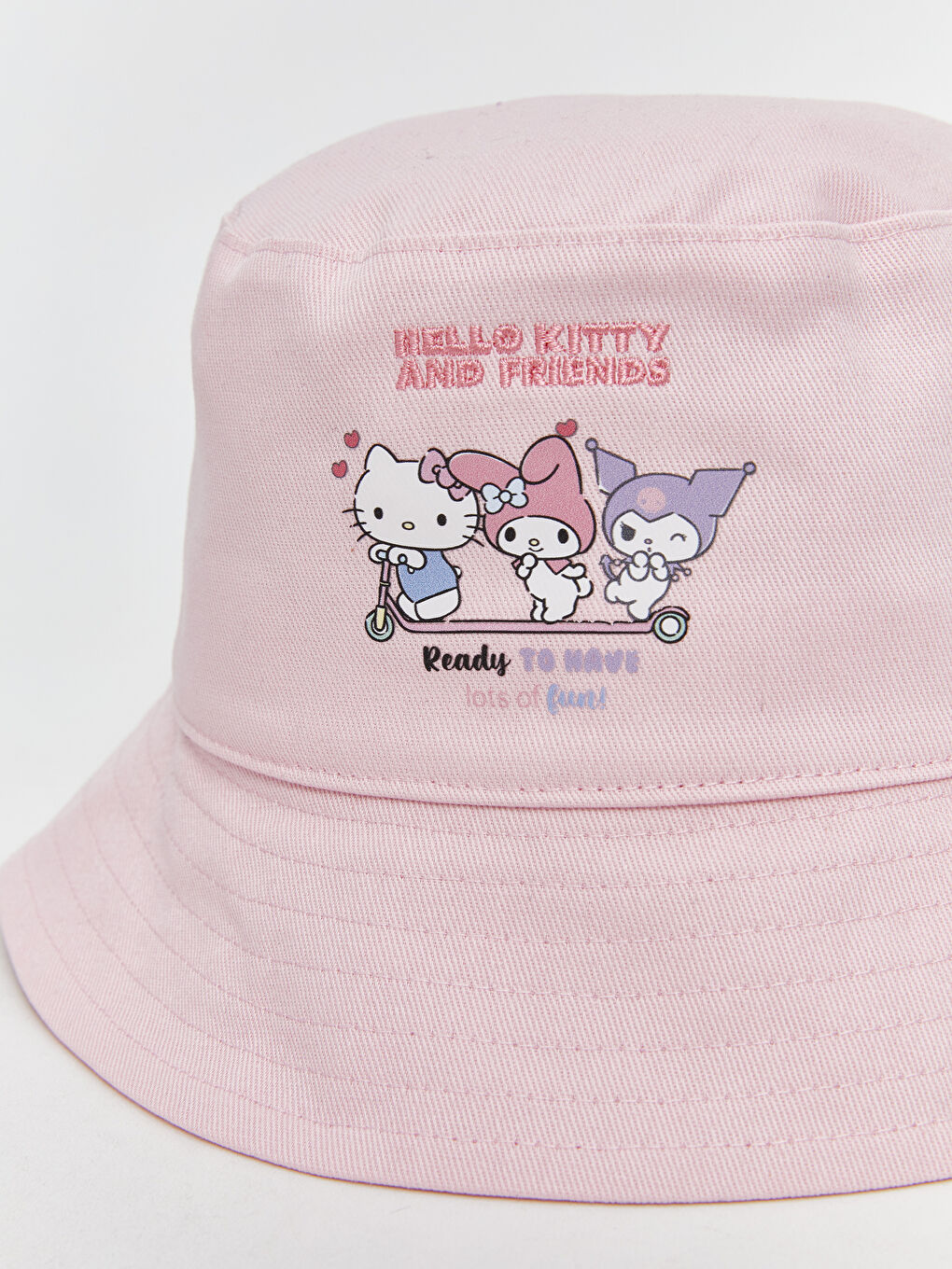 Pembe Hello Kitty Baskılı Kız Çocuk Bucket Şapka-2