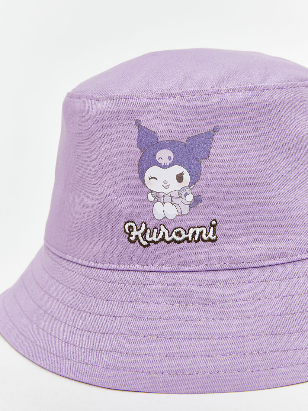 Lila Kuromi Baskılı Kız Çocuk Bucket Şapka-2