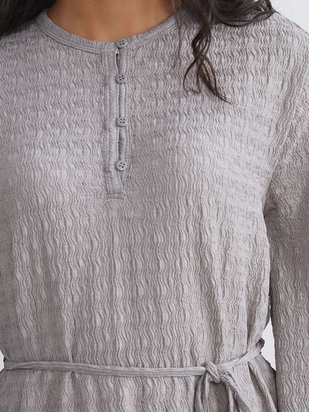 LCW Modest Crew Neck Textured Women's Tunic -S5Q237Z8-GCD