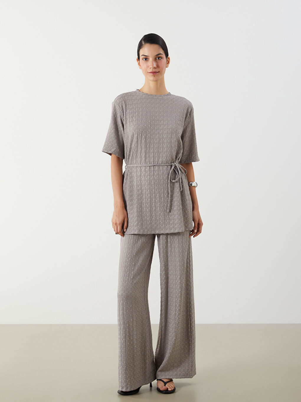 Crew Neck Textured Blouse -S5Q238Z8-GCD