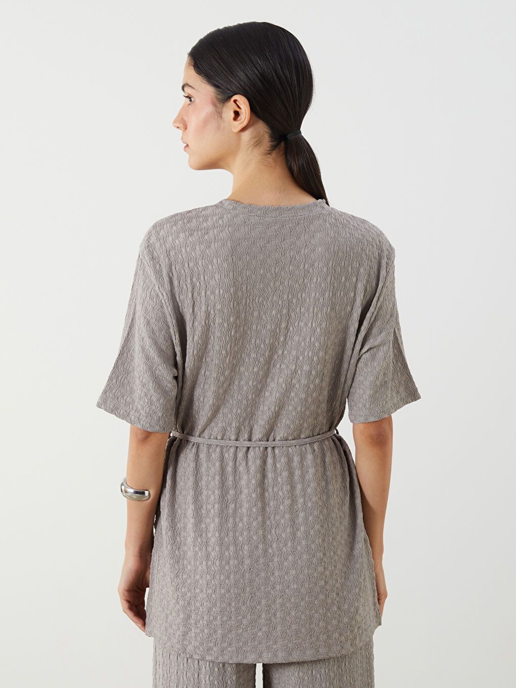 Crew Neck Textured Blouse -S5Q238Z8-GCD