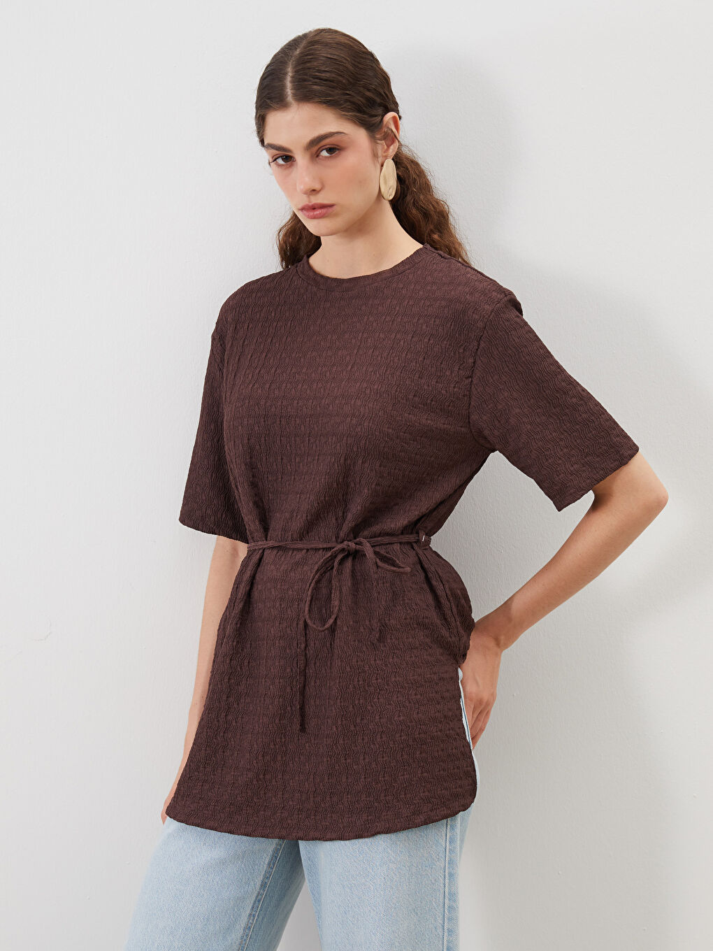 Crew Neck Textured Blouse -S5Q238Z8-HDR