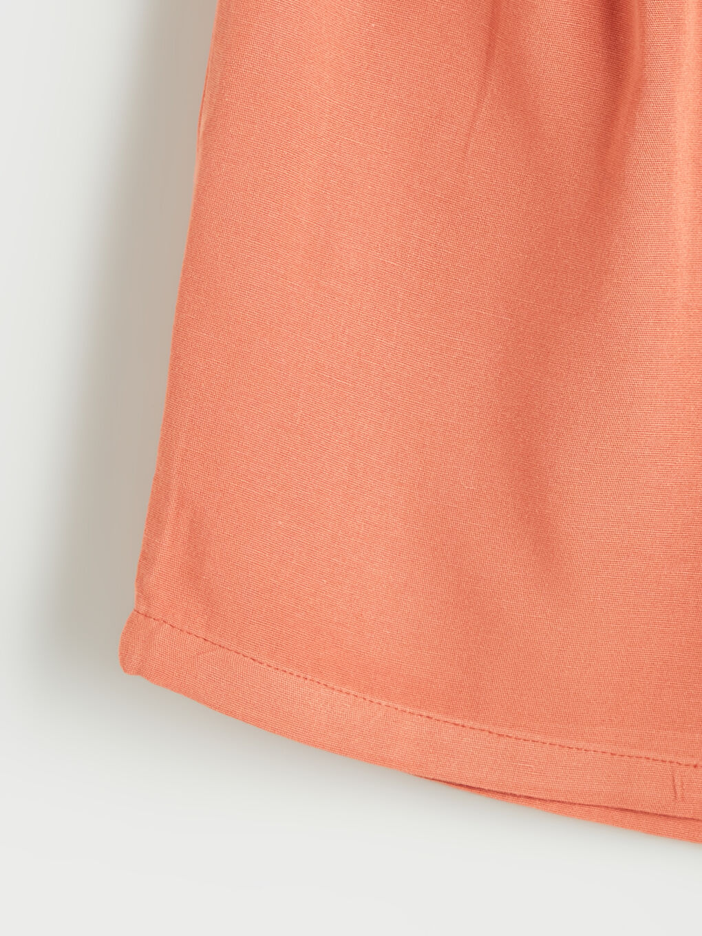 Turuncu Beli Lastikli Keten Karışımlı Kız Çocuk Şort-2