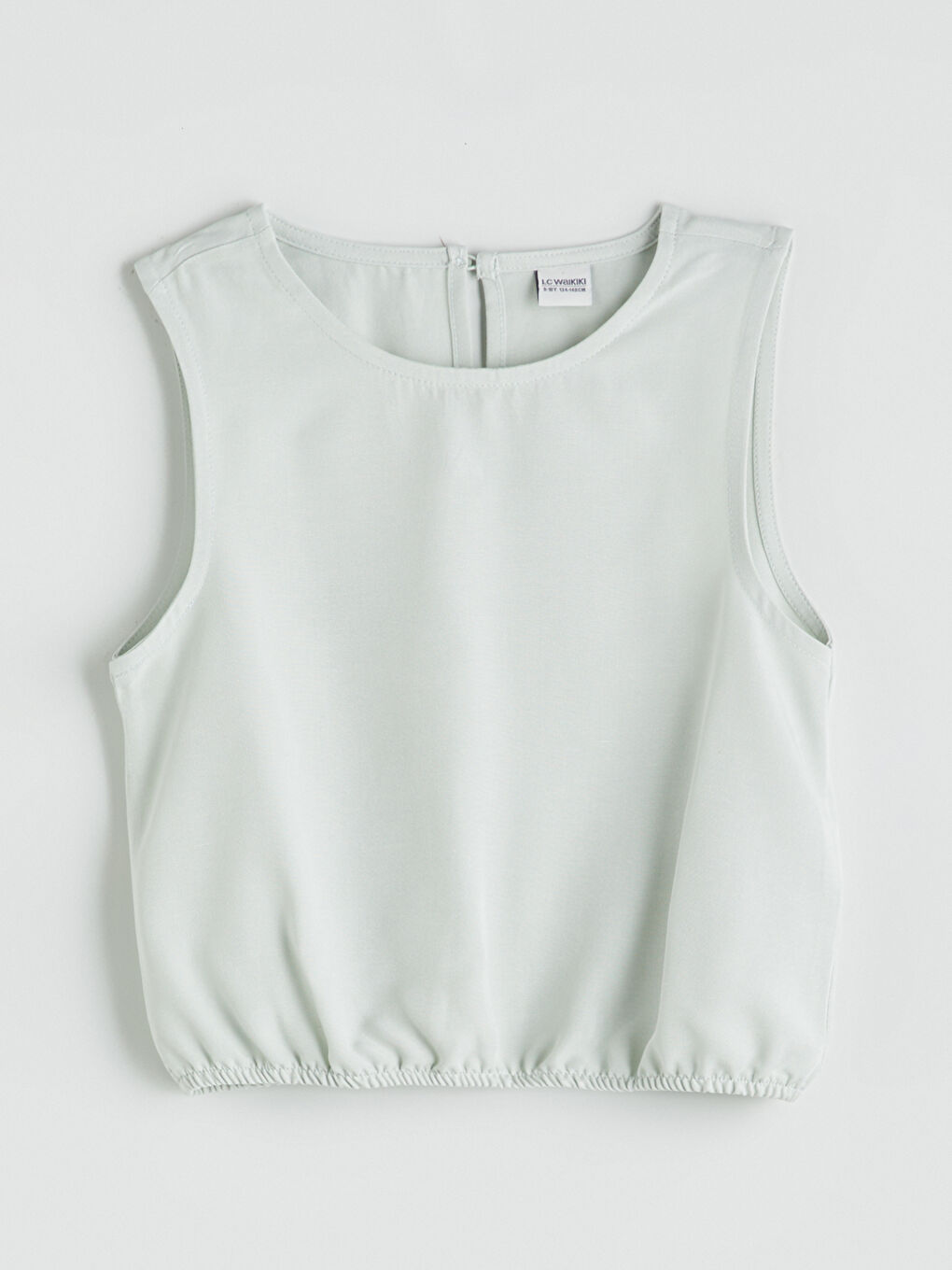 Crew Neck Linen Blend Girls' Blouse