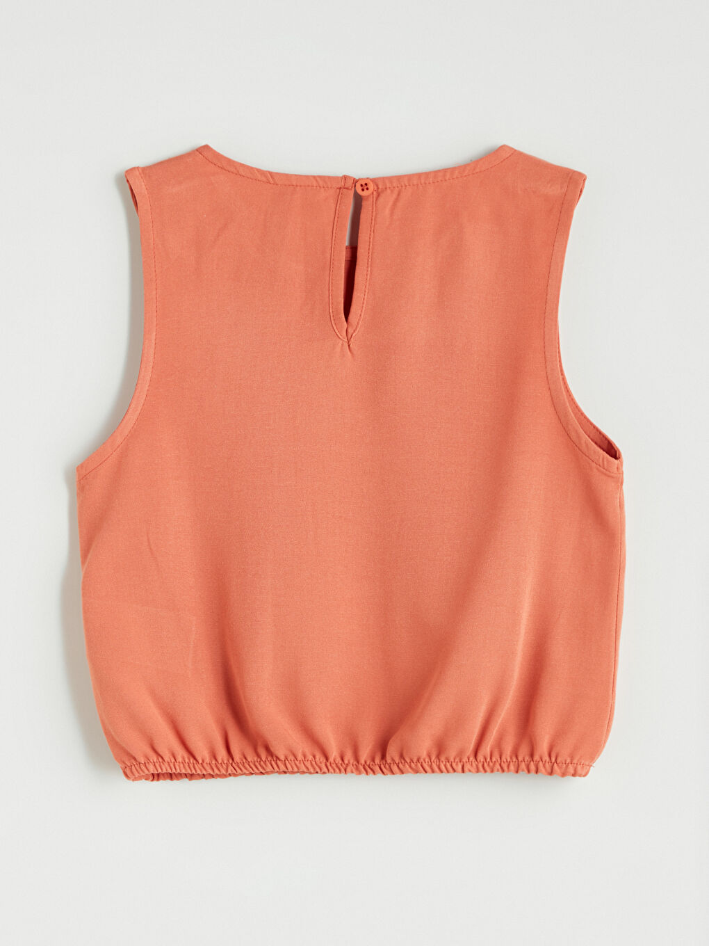 Turuncu Bisiklet Yaka Keten Karışımlı Kız Çocuk Bluz-2