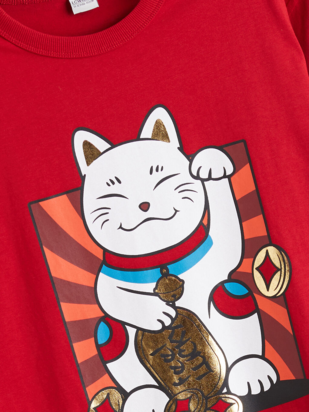 Kırmızı Bisiklet Yaka Erkek Çocuk Tişört-1