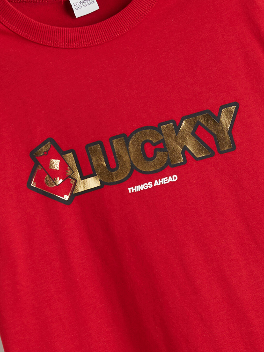 Kırmızı Bisiklet Yaka Erkek Çocuk Tişört-1