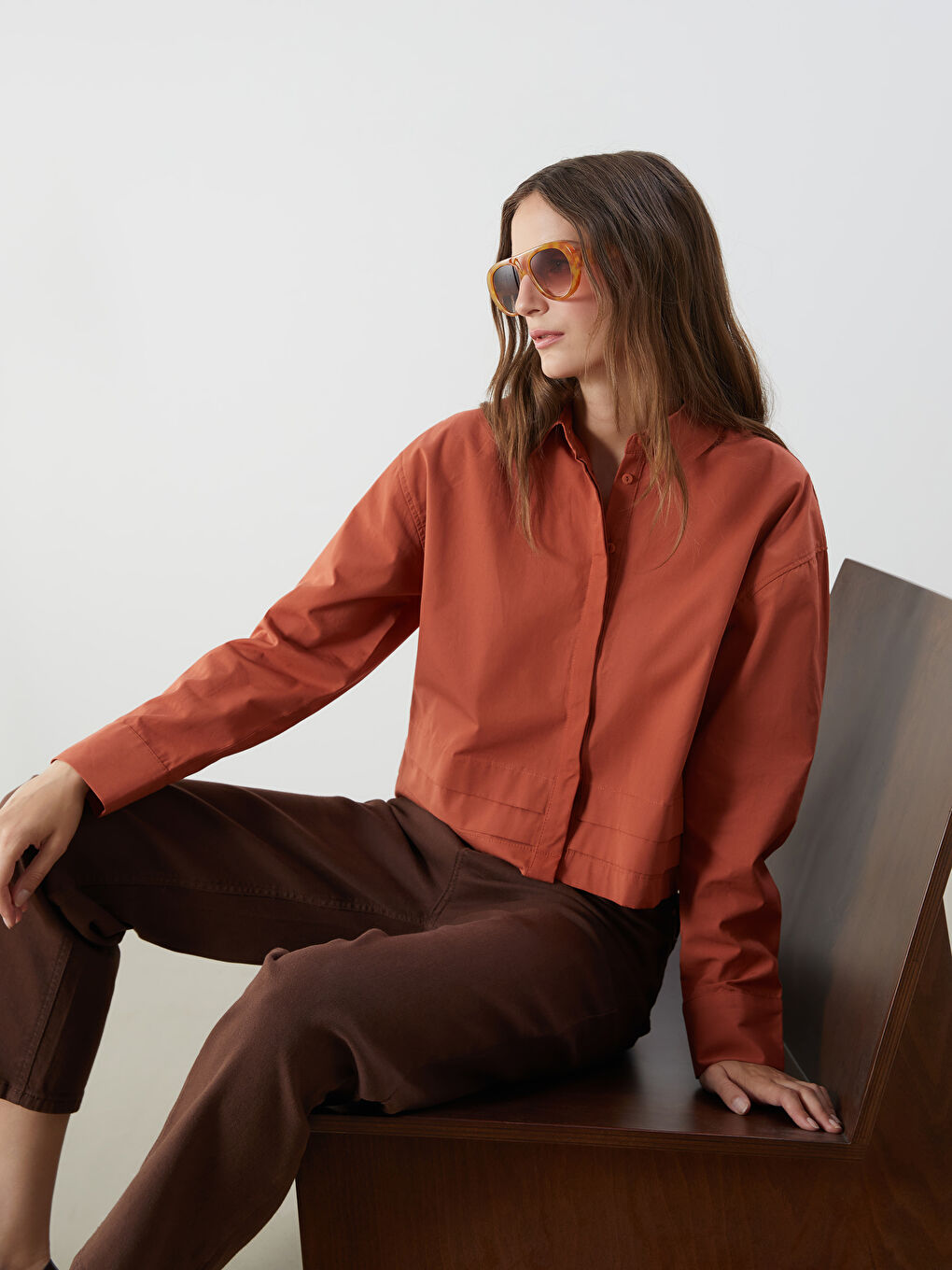 LCWAIKIKI Classic Crop Women's Shirt -S5Q274Z8-H4W