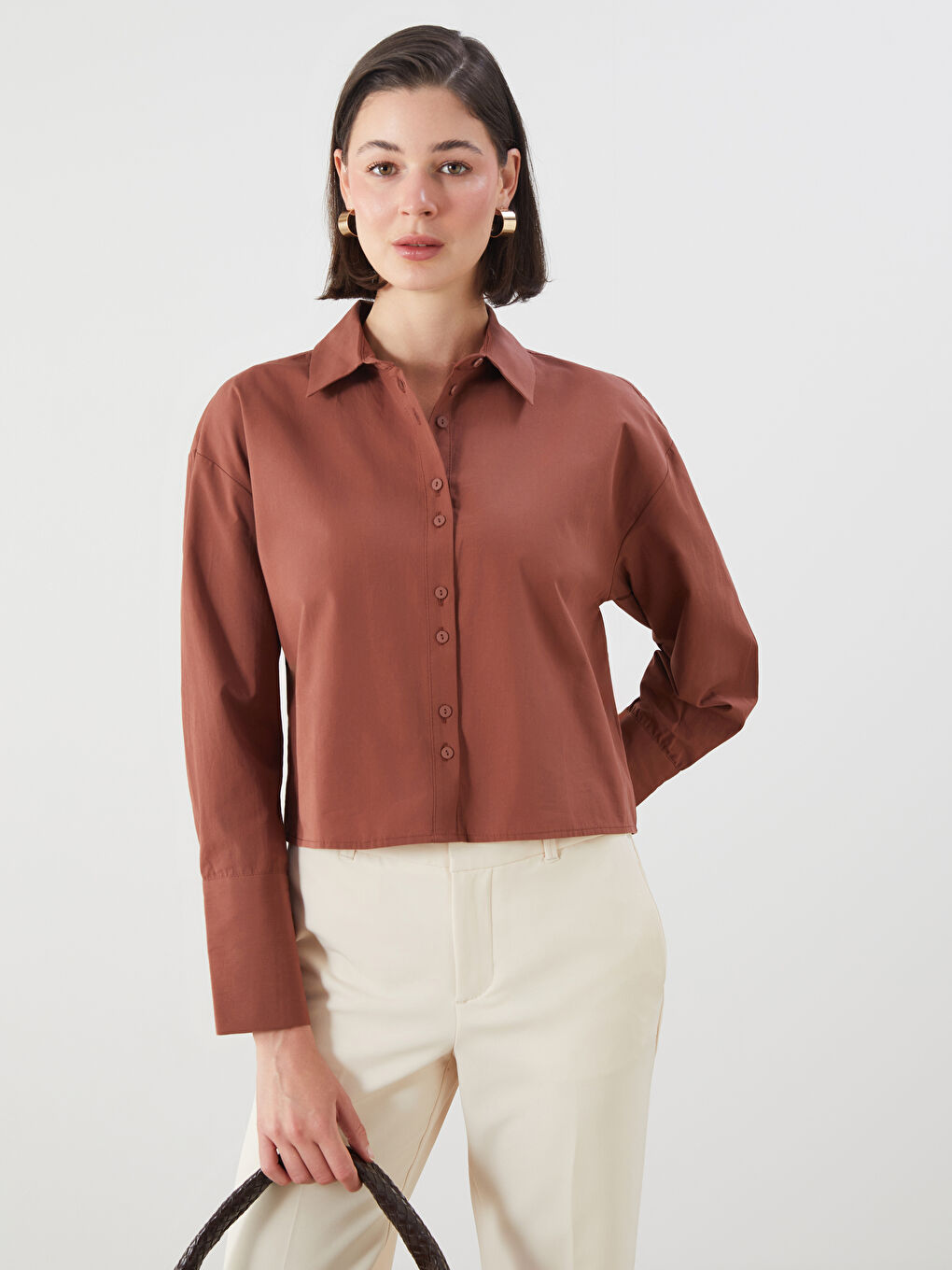 LCWAIKIKI Classic Crop Women's Shirt -S5Q276Z8-HHA