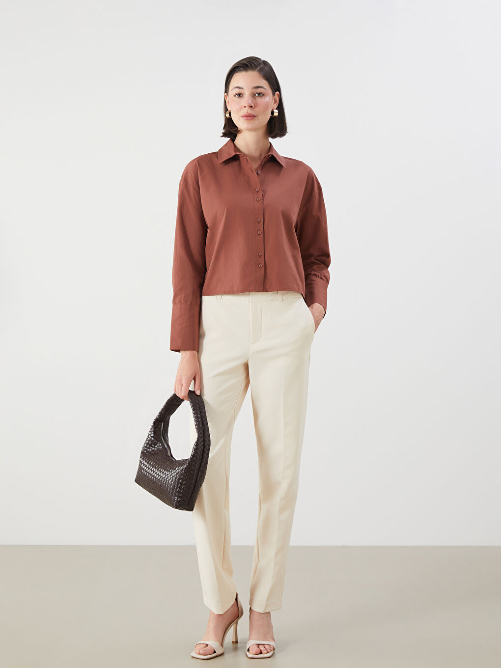 LCWAIKIKI Classic Crop Women's Shirt -S5Q276Z8-HHA