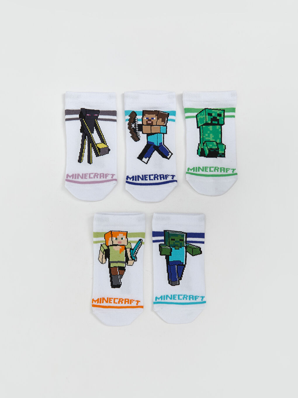 Minecraft Patterned Boys' Trainer Socks 5 Pack -S5Q282Z4-K00