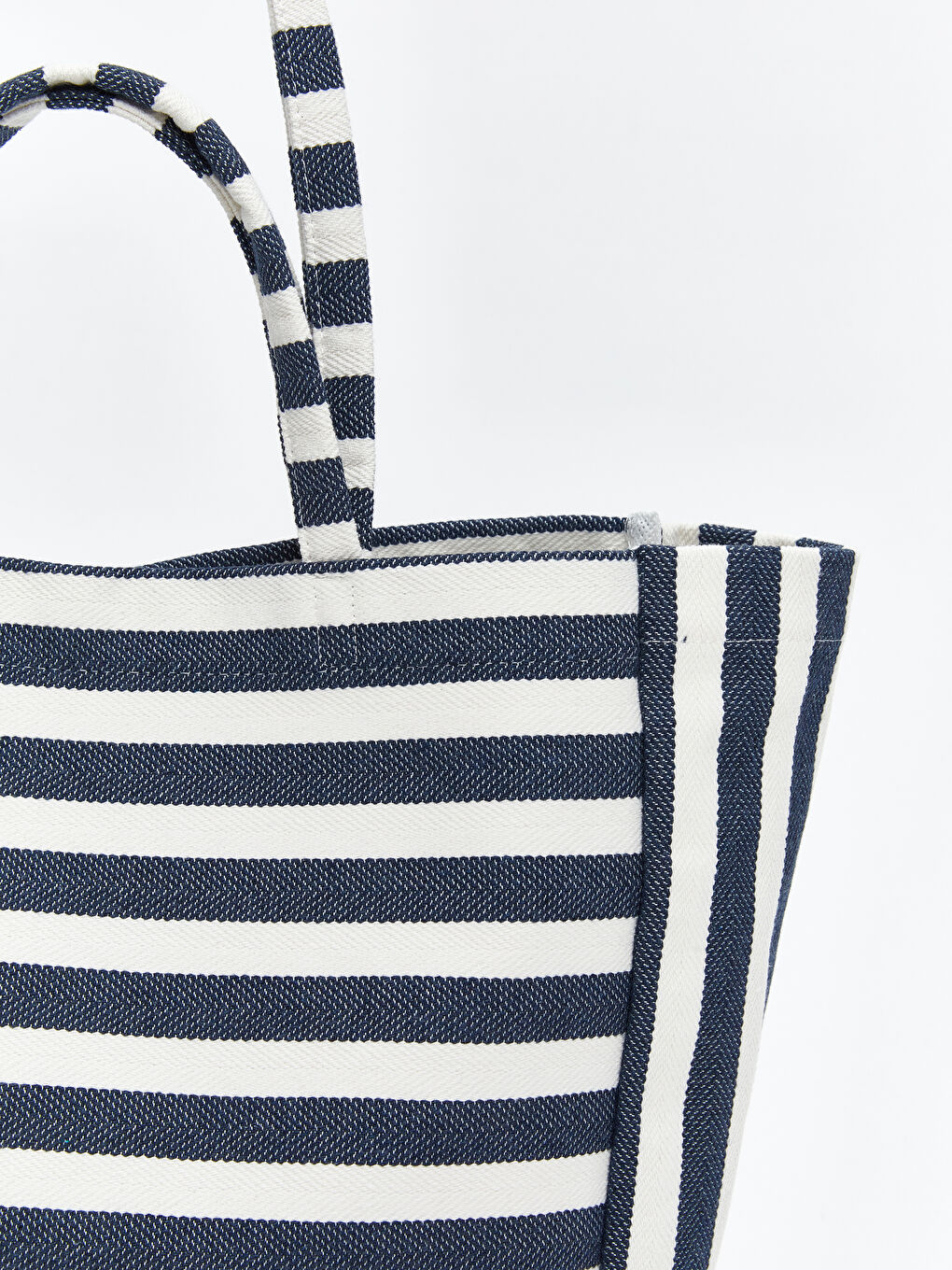Mavi Çizgili Kanvas Kadın Plaj Çantası-2