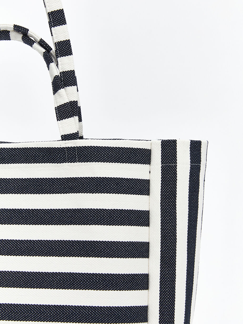 Lacivert Çizgili Kanvas Kadın Plaj Çantası-2