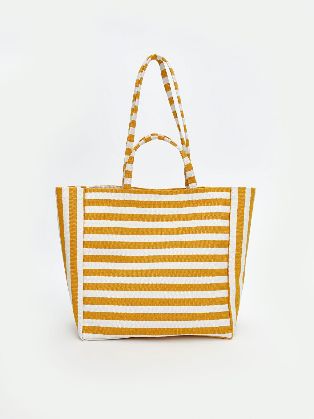 Sarı Çizgili Kanvas Kadın Plaj Çantası