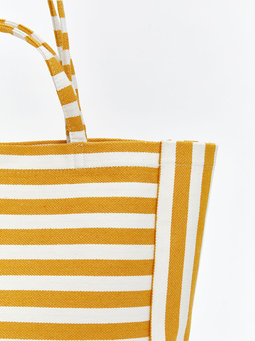 Sarı Çizgili Kanvas Kadın Plaj Çantası-2