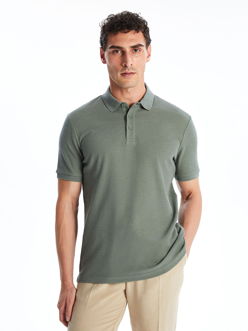 LCW Vision Polo Neck Short Sleeve Men's T-Shirt -S5Q295Z8-GC9