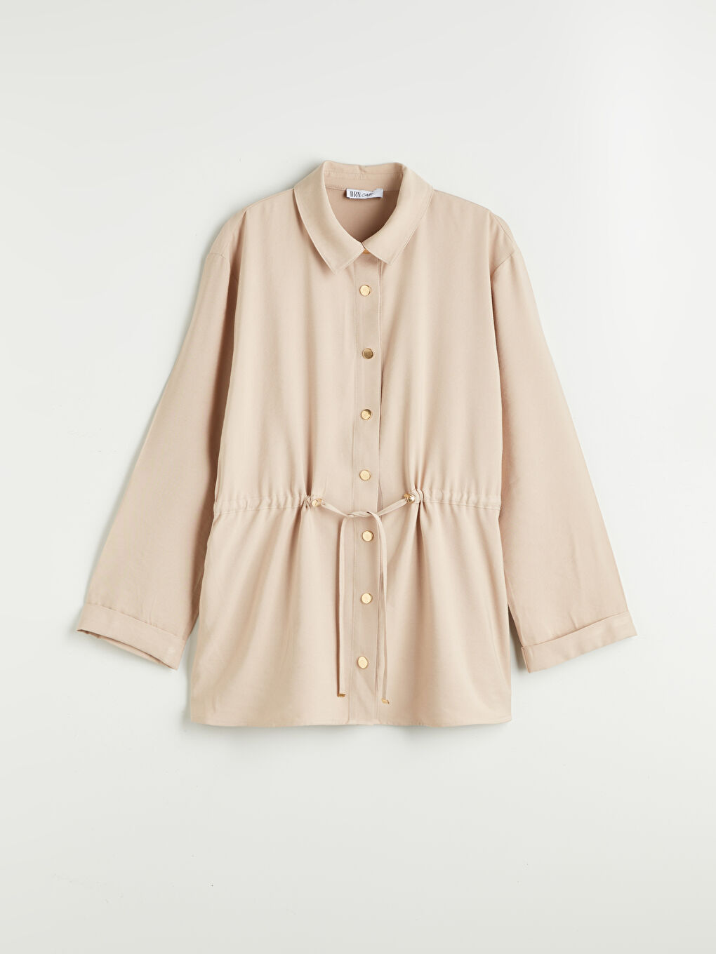 Kahverengi Büzgülü Kadın Gömlek Tunik-8