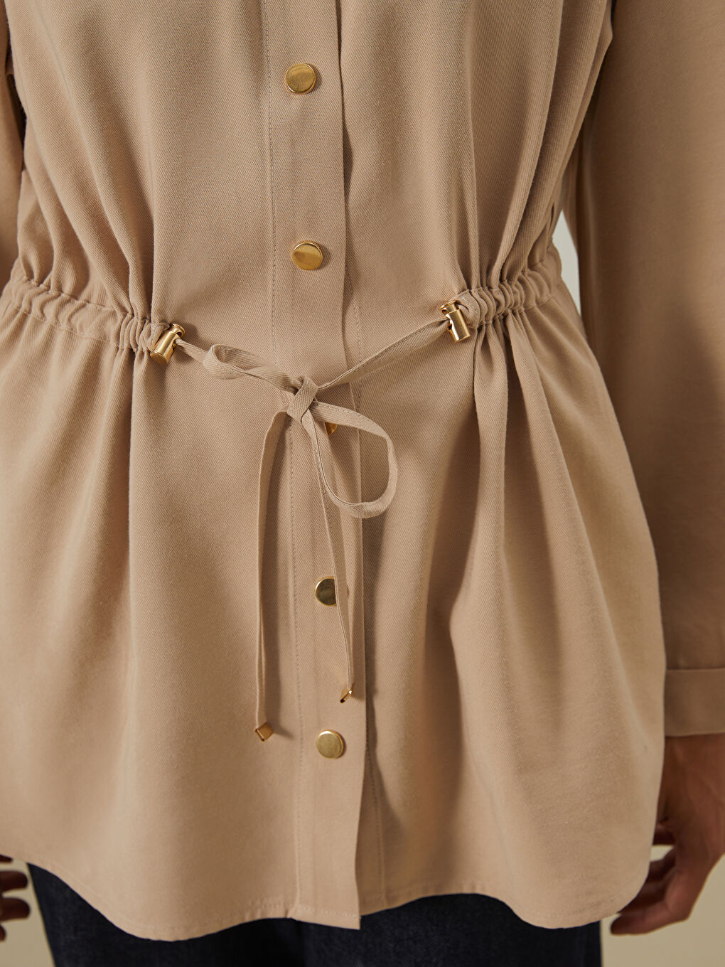 Kahverengi Büzgülü Kadın Gömlek Tunik-4