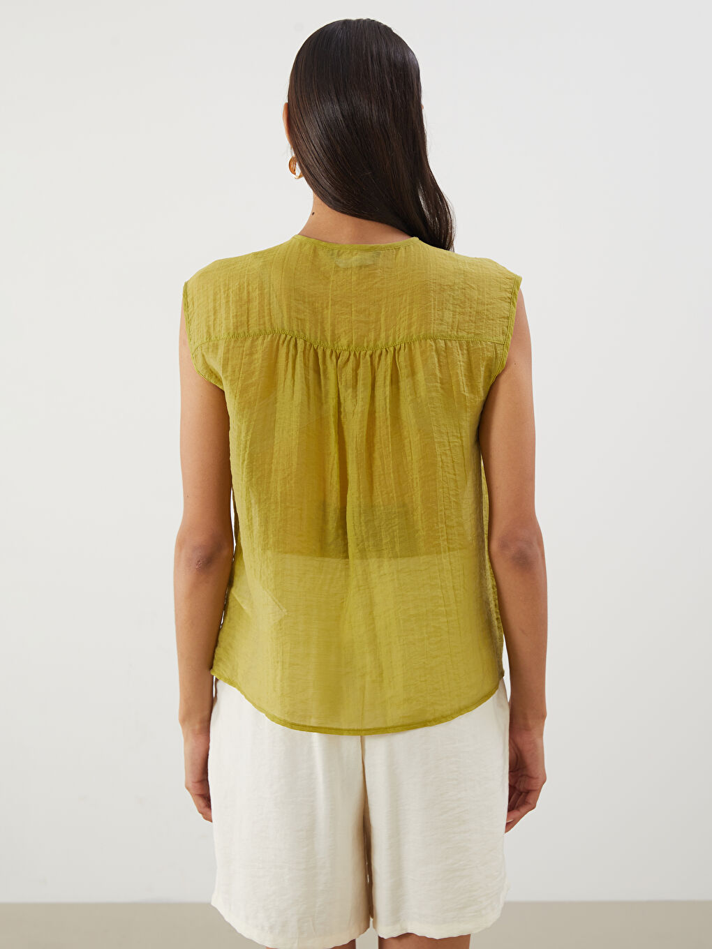 Crew Neck Gathered Blouse -S5Q319Z8-D1S