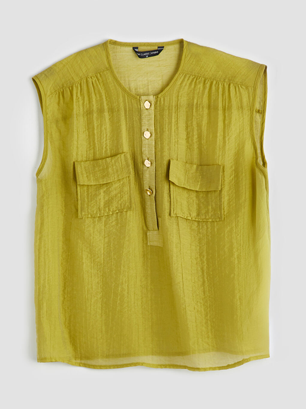 Crew Neck Gathered Blouse -S5Q319Z8-D1S
