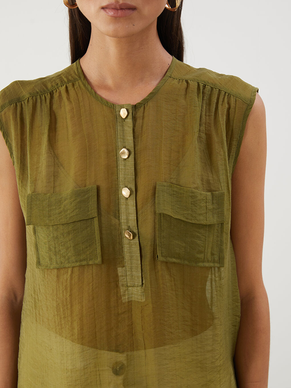 LCWAIKIKI Classic Bluza sa okruglim izrezom i naborima -S5Q319Z8-SQ5
