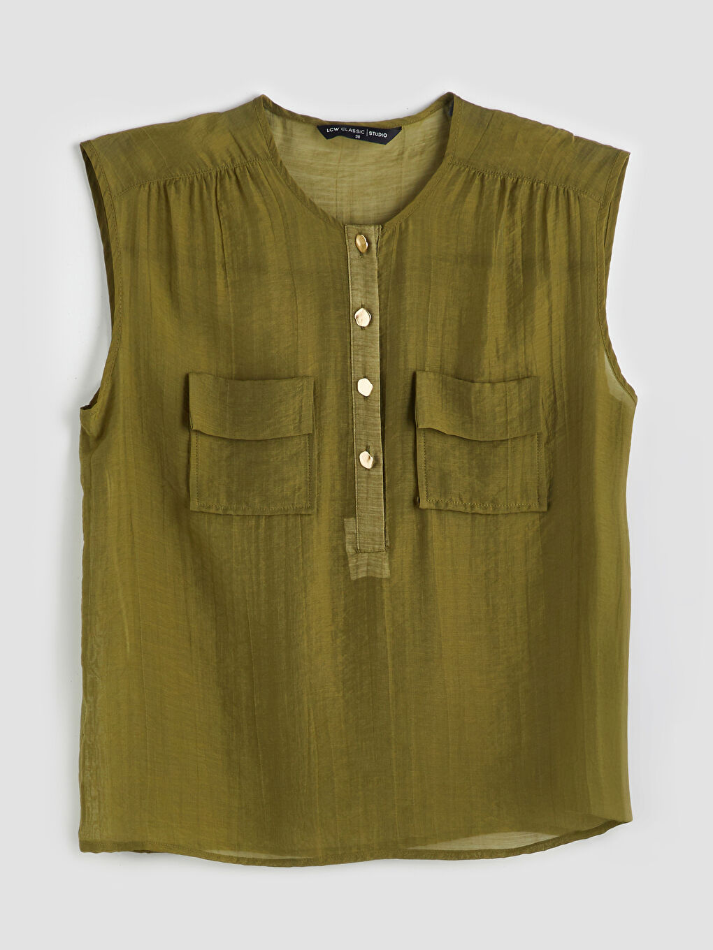 Crew Neck Gathered Blouse -S5Q319Z8-SQ5