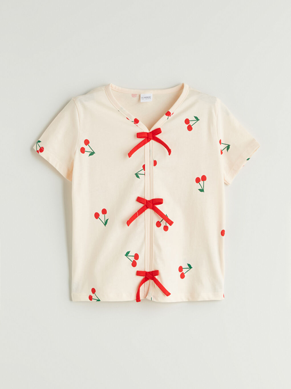 Ekru Kız Çocuk Şortlu Pijama Takımı Anne Kız Kombini-2