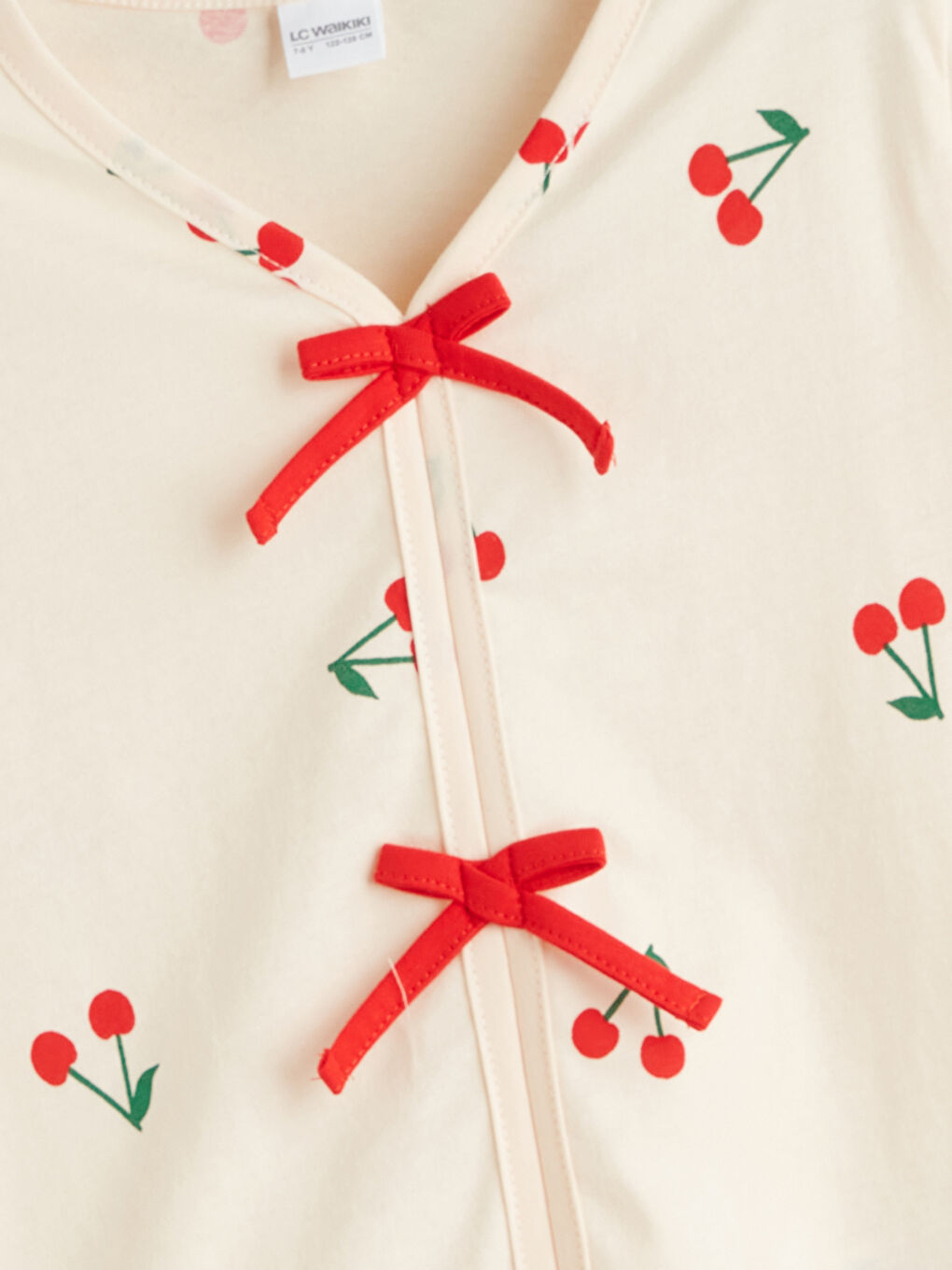 Ekru Kız Çocuk Şortlu Pijama Takımı Anne Kız Kombini-3