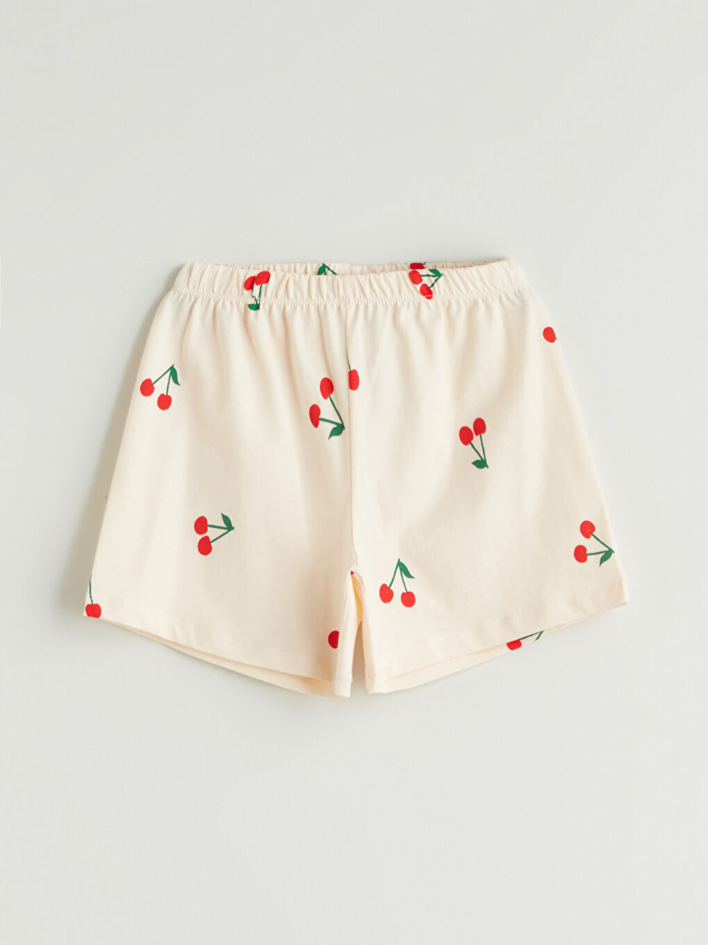 Ekru Kız Çocuk Şortlu Pijama Takımı Anne Kız Kombini-5