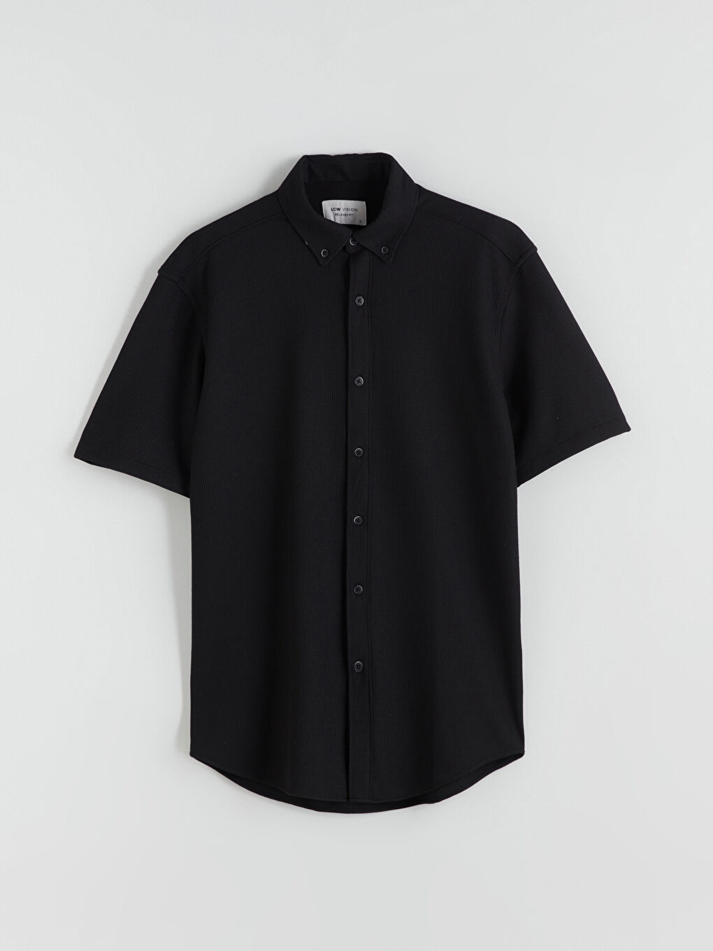 Siyah Regular Fit Kısa Kollu Erkek Gömlek-4