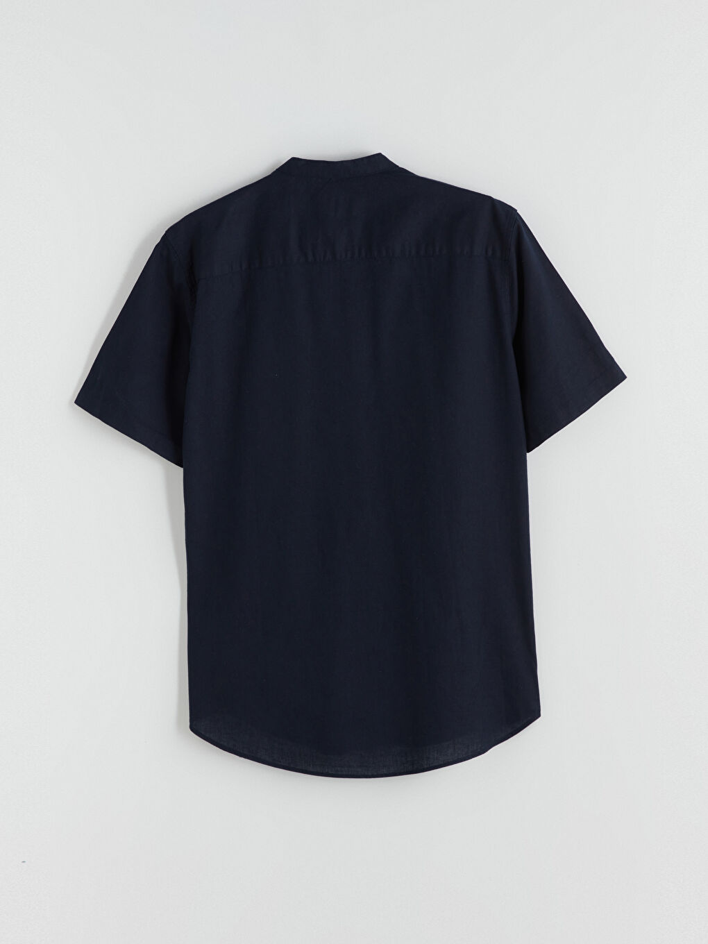 Lacivert Regular Fit Hakim Yaka Keten Karışımlı Erkek Gömlek-5