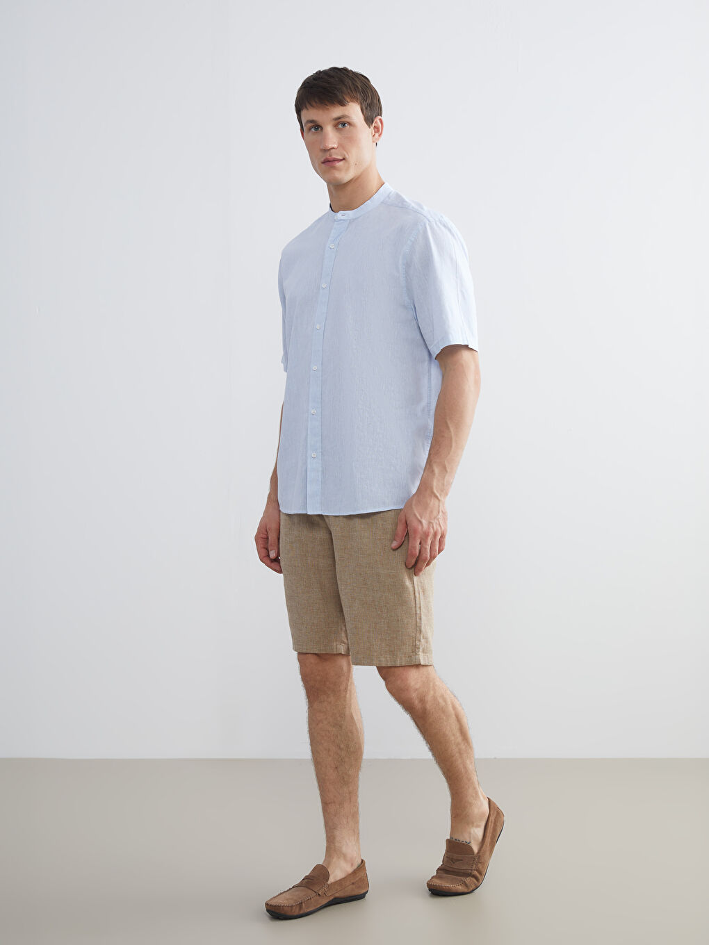 Mavi Regular Fit Hakim Yaka Keten Karışımlı Erkek Gömlek-1