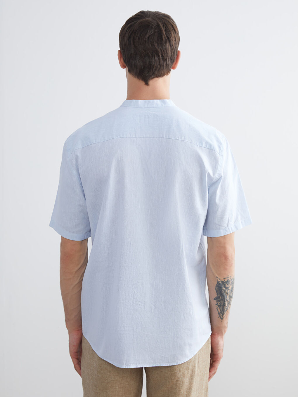 Mavi Regular Fit Hakim Yaka Keten Karışımlı Erkek Gömlek-3