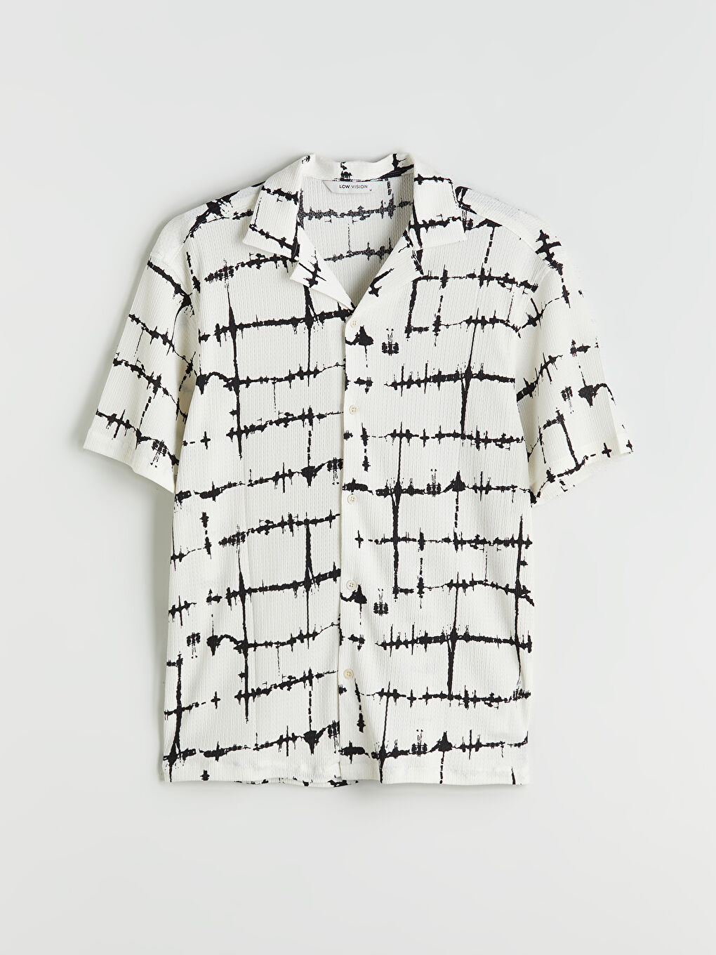 Ekru Regular Fit Resort Yaka Kısa Kollu Desenli Viskon Erkek Gömlek-4