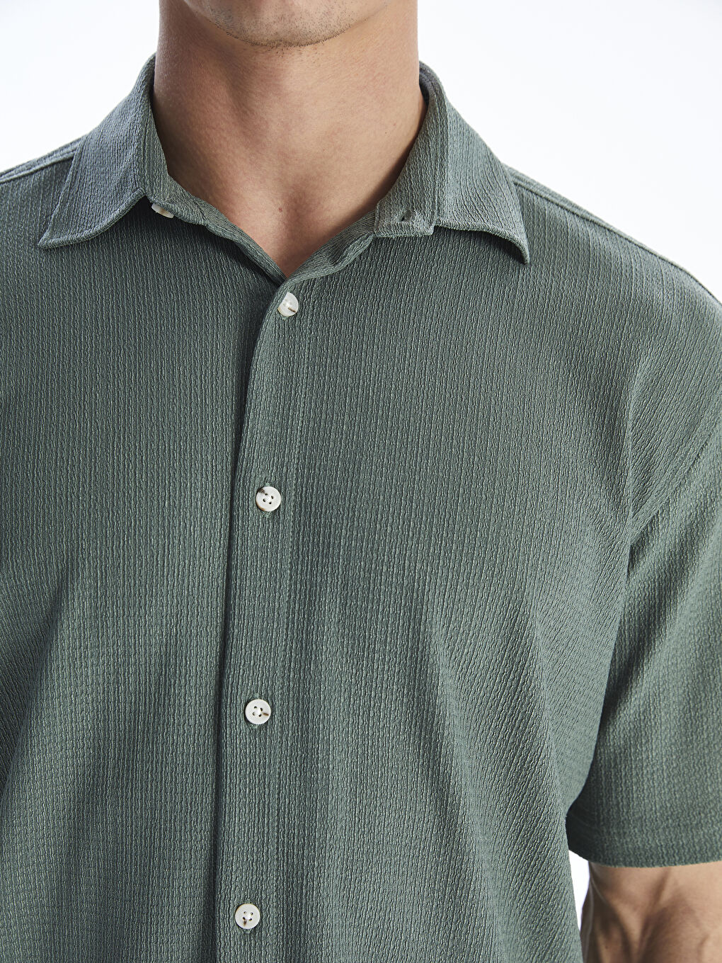 Yeşil Regular Fit Kısa Kollu Erkek Gömlek-2