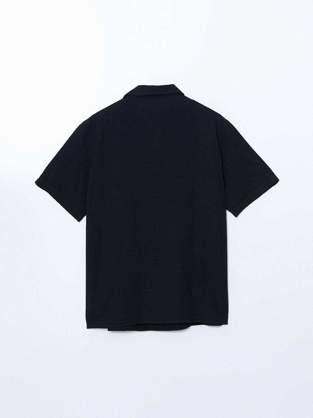 Siyah Standart Fit Kısa Kollu Erkek Gömlek-11