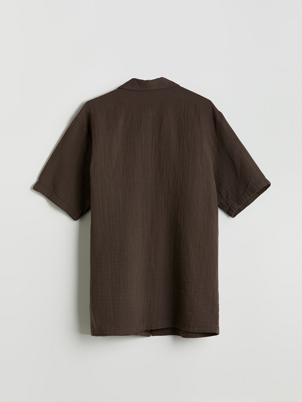 Kahverengi Standart Fit Kısa Kollu Erkek Gömlek-5