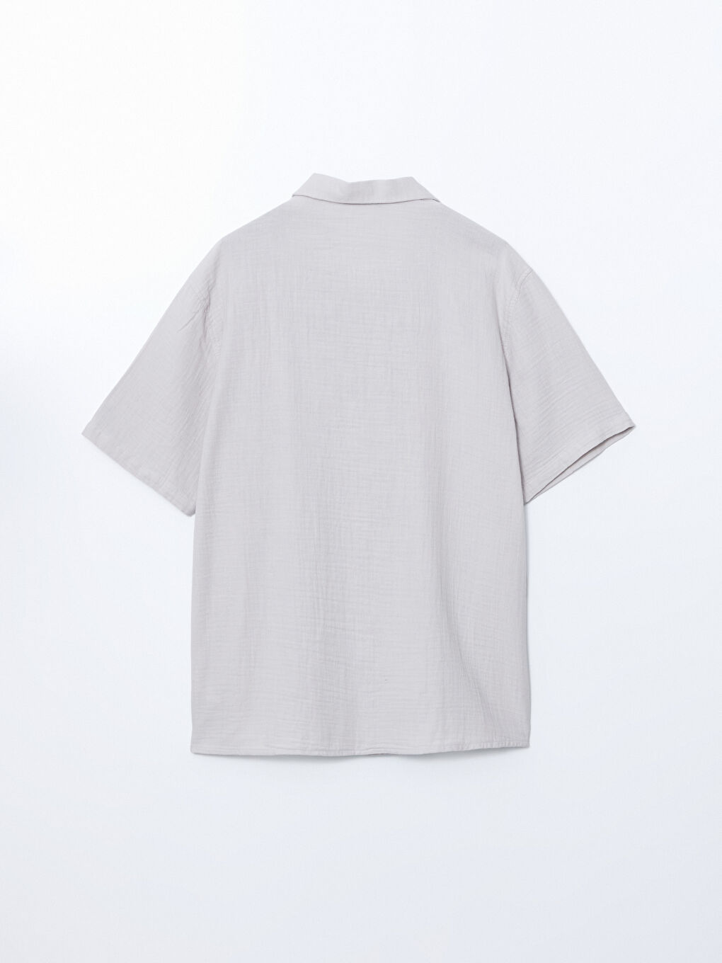 Gri Standart Fit Kısa Kollu Erkek Gömlek-5