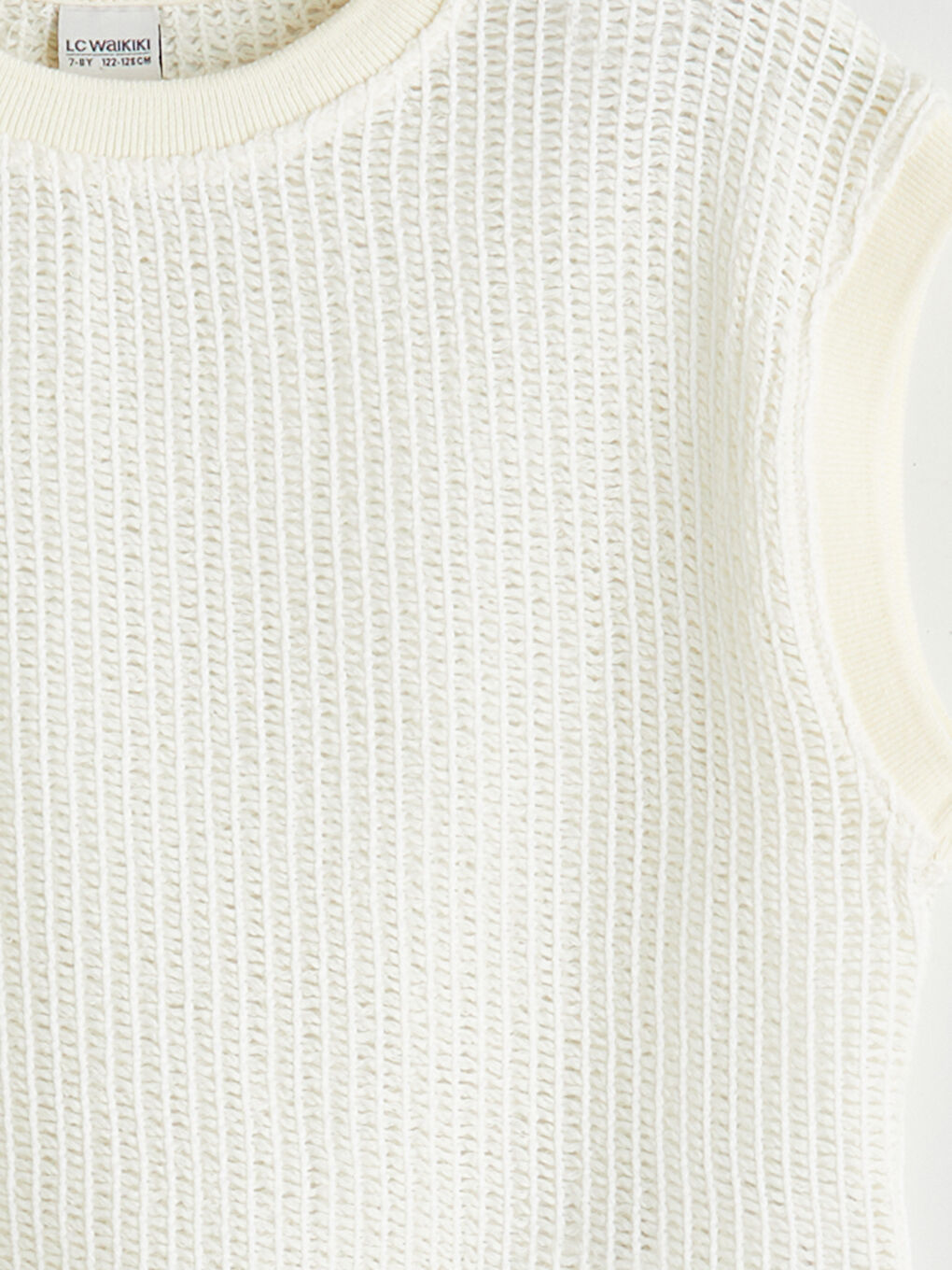 Ekru Bisiklet Yaka File Görünümlü Kız Çocuk Atlet-2