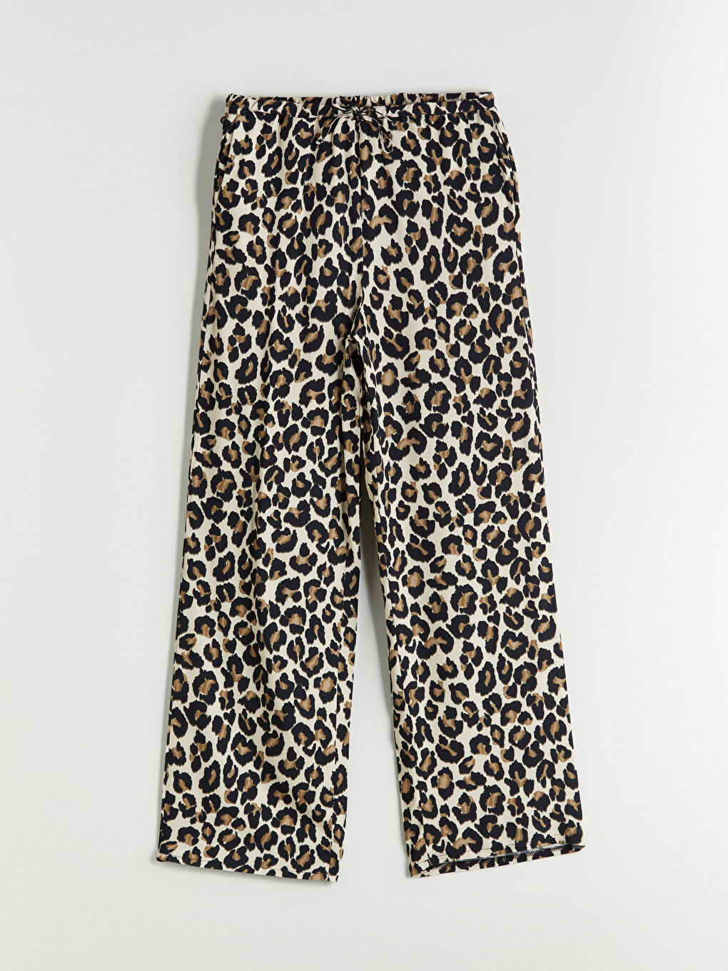 Kahverengi Beli Lastikli Leopar Desenli Kadın Pantolon-4