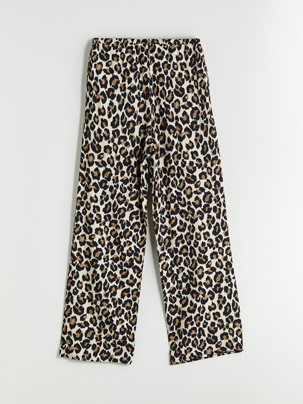 Kahverengi Beli Lastikli Leopar Desenli Kadın Pantolon-5
