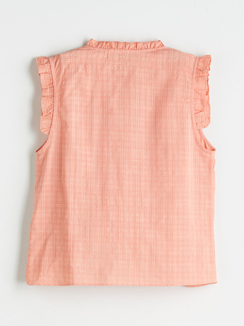 Pembe Bisiklet Yaka Nakışlı Fırfırlı Vual Bluz-5