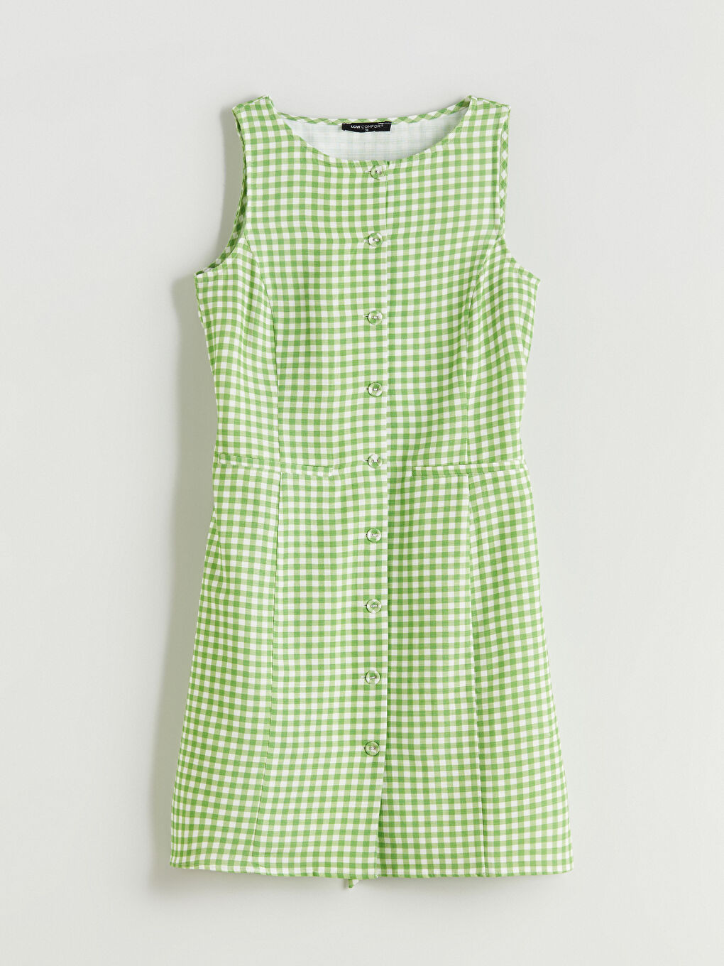 Yeşil Bisiklet Yaka Ekose Mini Gömlek Elbise-4