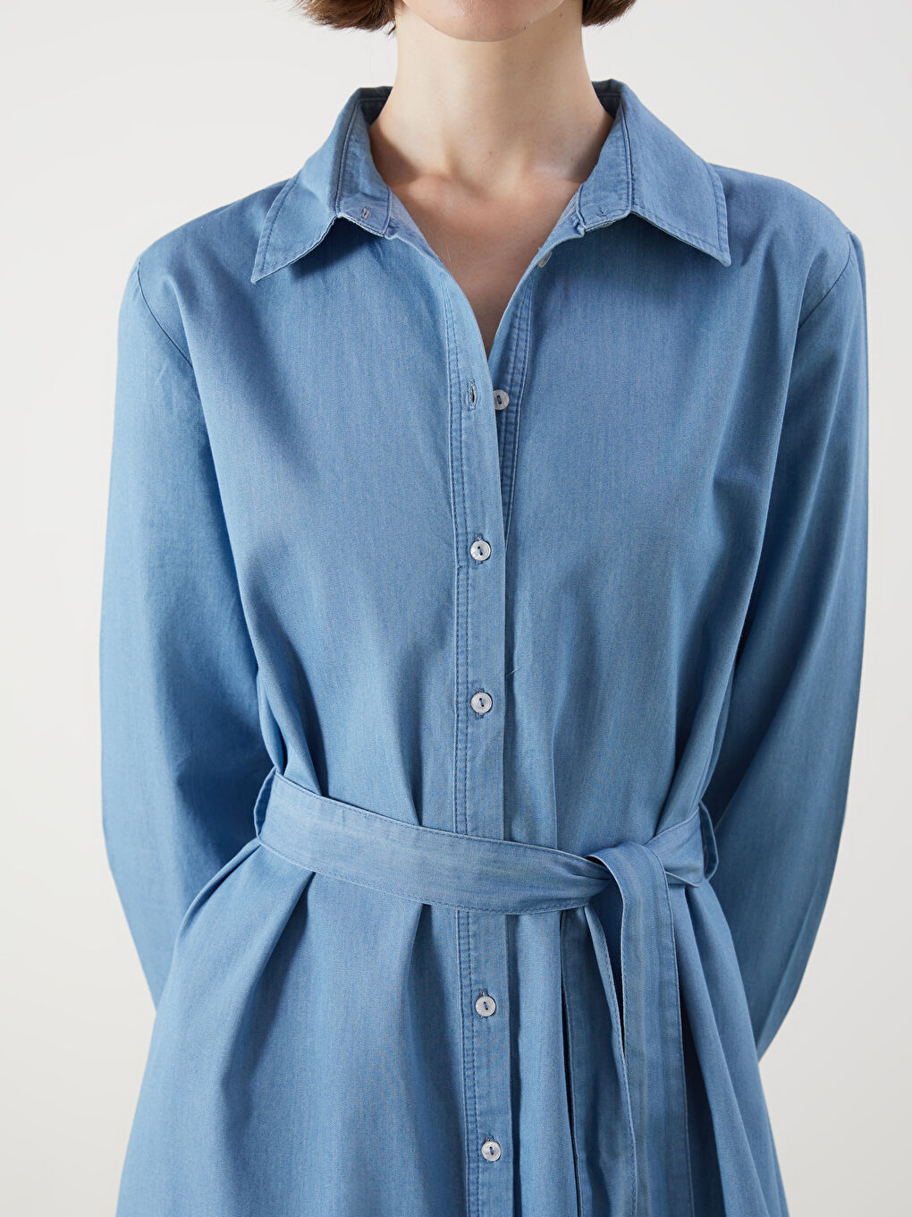 Shirt Collar Women Jean Dress -S5Q371Z8-311