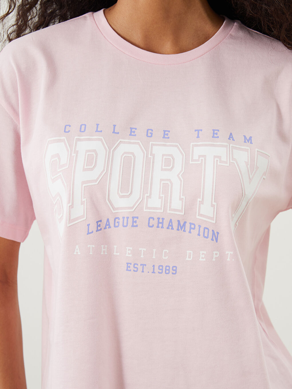 Crew Neck Printed Women's Sports T-Shirt -S5Q378Z8-CUK