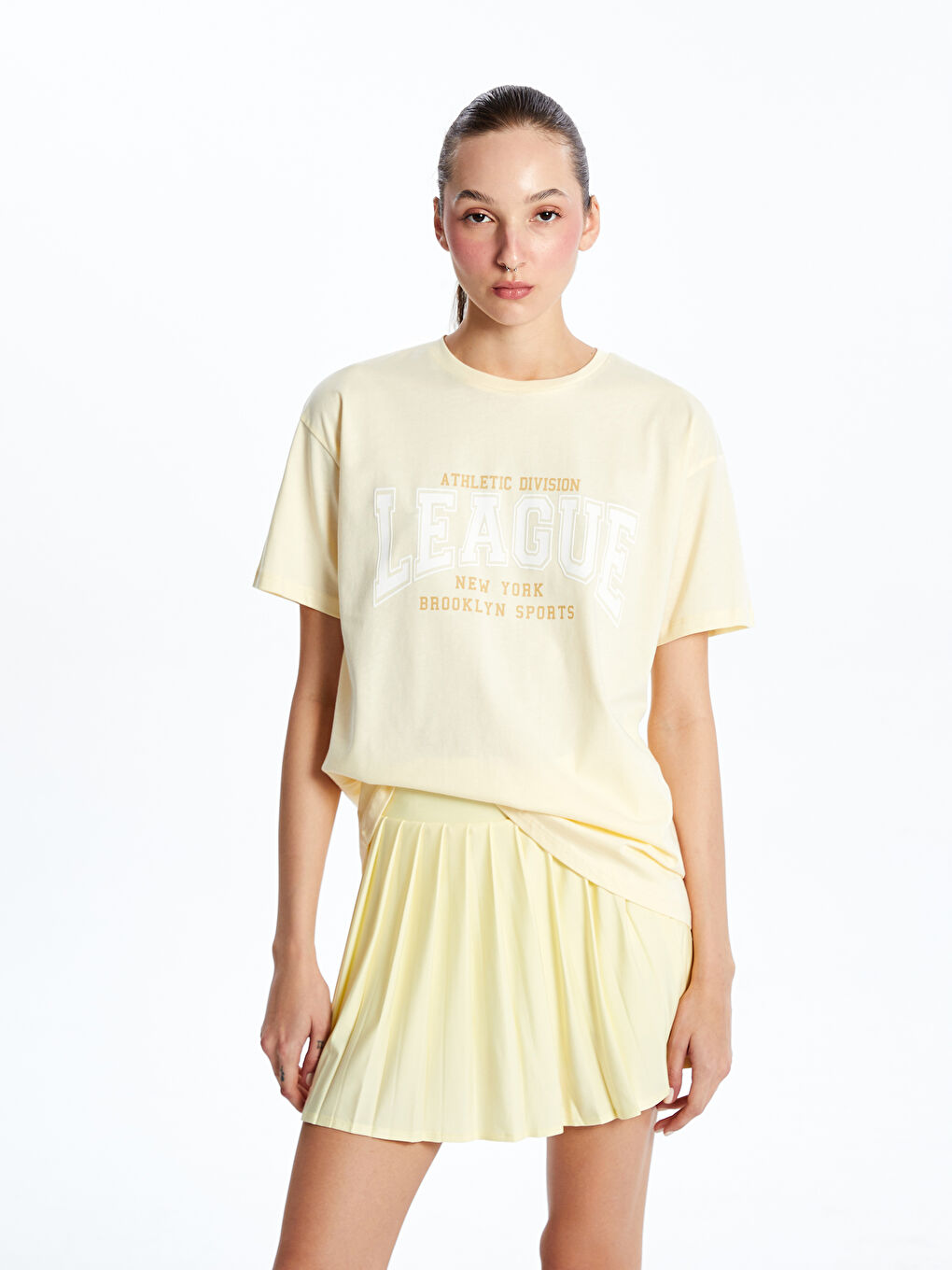 Crew Neck Printed Women's Sports T-Shirt -S5Q381Z8-D0F