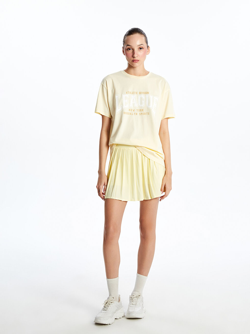 Crew Neck Printed Women's Sports T-Shirt -S5Q381Z8-D0F