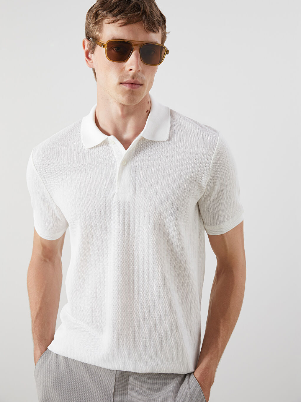 Bej Polo Yaka Pike Erkek Tişört