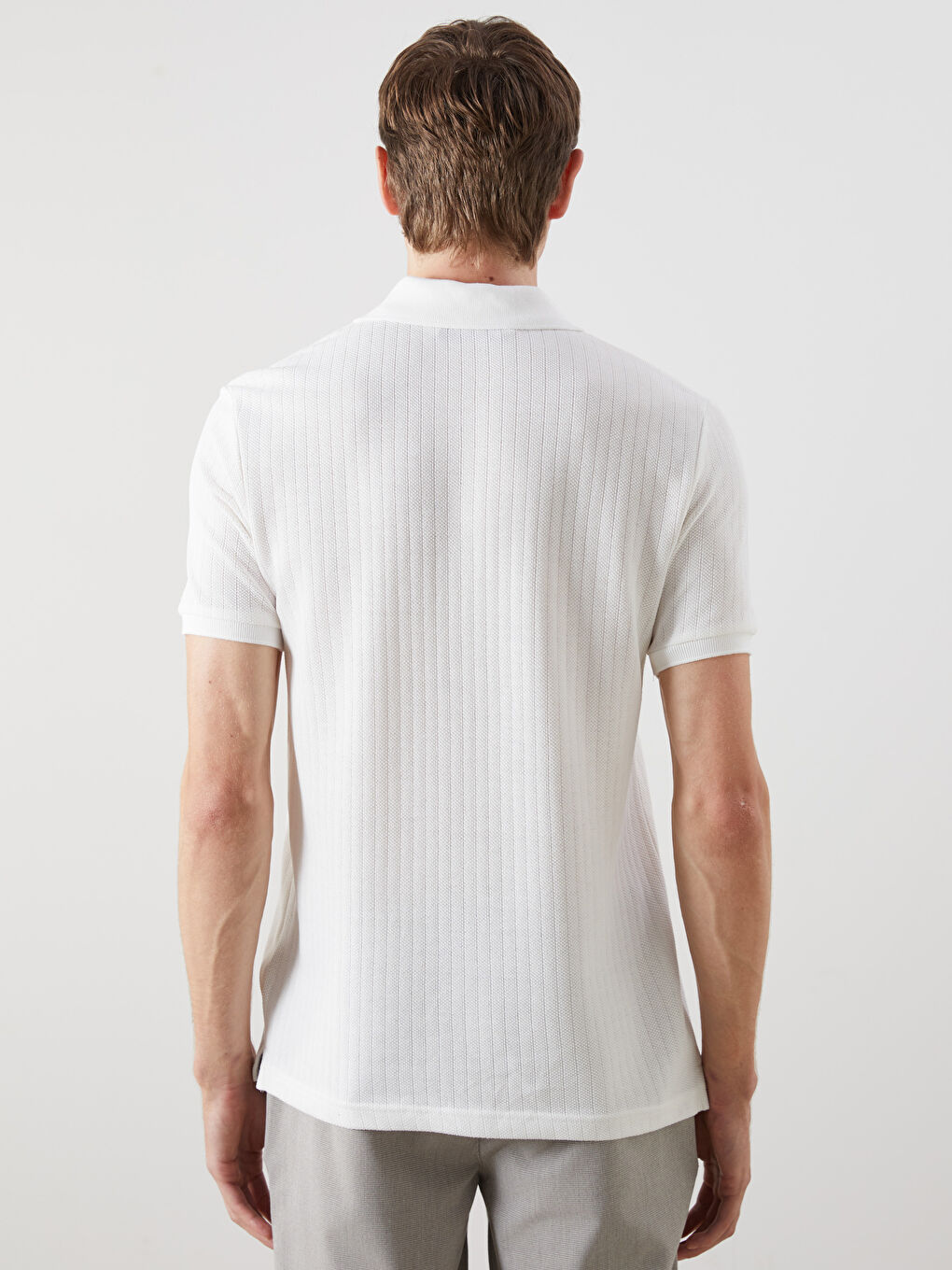 Bej Polo Yaka Pike Erkek Tişört-7