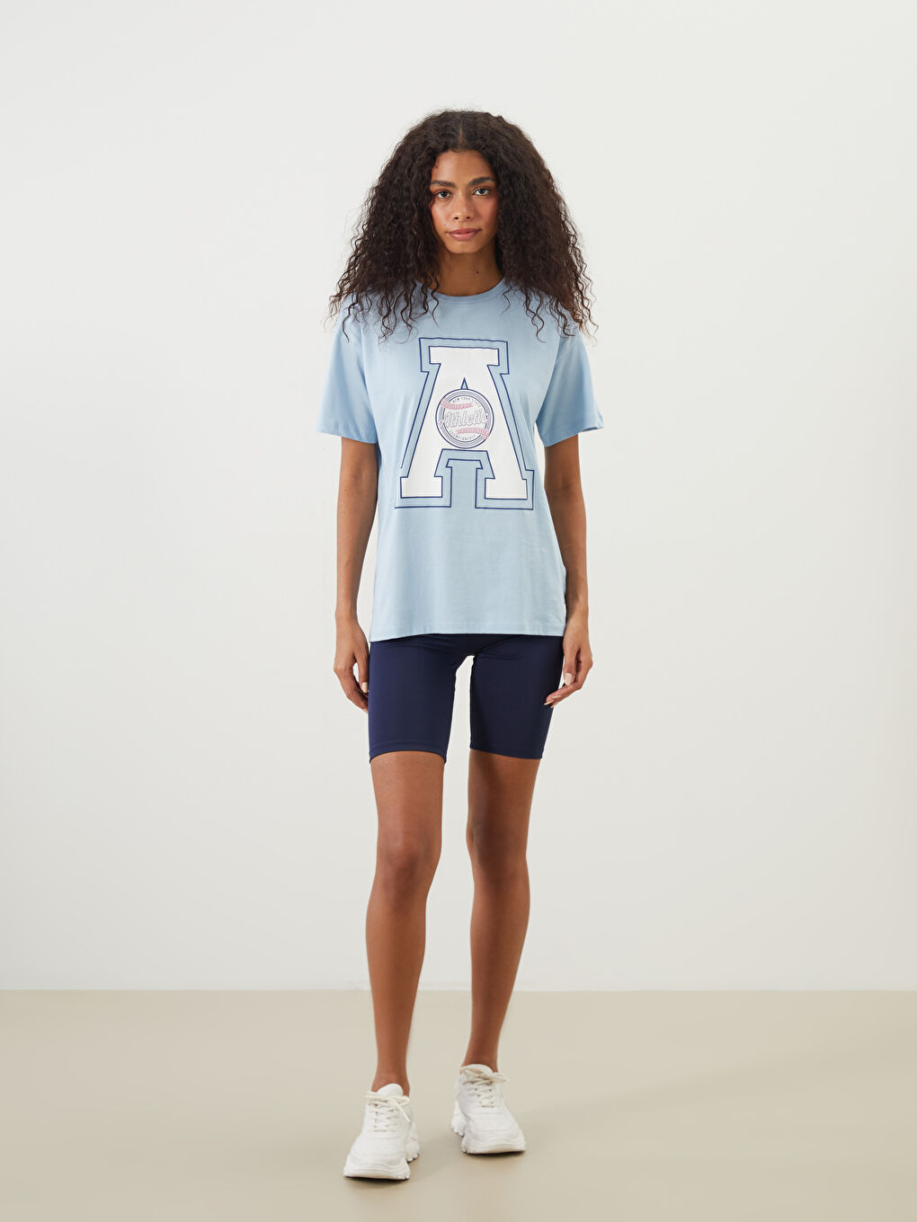 Crew Neck Printed Women's Sports T-Shirt -S5Q385Z8-CUN